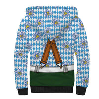 Bavarian Lederhosen Costume Style Sherpa Hoodie Edelweiss Rautenflagge Pattern - Wonder Print Shop