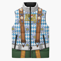 Bavarian Lederhosen Costume Style Sleeveless Puffer Jacket Edelweiss Rautenflagge Pattern - Wonder Print Shop