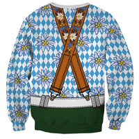Bavarian Lederhosen Costume Style Sweatshirt Edelweiss Rautenflagge Pattern - Wonder Print Shop