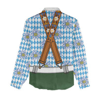 Bavarian Lederhosen Costume Style Women Casual Shirt Edelweiss Rautenflagge Pattern - Wonder Print Shop
