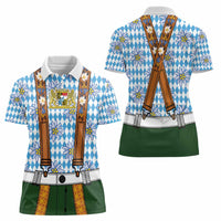 Bavarian Lederhosen Costume Style Women Polo Shirt Edelweiss Rautenflagge Pattern - Wonder Print Shop
