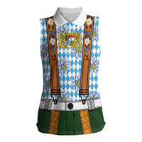 Bavarian Lederhosen Costume Style Women Sleeveless Polo Shirt Edelweiss Rautenflagge Pattern - Wonder Print Shop