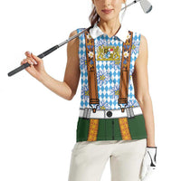 Bavarian Lederhosen Costume Style Women Sleeveless Polo Shirt Edelweiss Rautenflagge Pattern - Wonder Print Shop