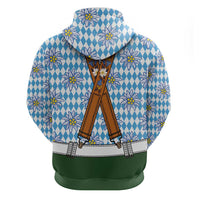 Bavarian Lederhosen Costume Style Zip Hoodie Edelweiss Rautenflagge Pattern - Wonder Print Shop
