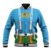 Bavarian Lederhosen Costume Style Baseball Jacket Lions Rautenflagge Pattern - Wonder Print Shop