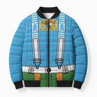 Bavarian Lederhosen Costume Style Bomber Puffer Jacket Lions Rautenflagge Pattern - Wonder Print Shop