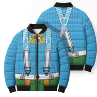 Bavarian Lederhosen Costume Style Bomber Puffer Jacket Lions Rautenflagge Pattern - Wonder Print Shop