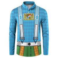 Bavarian Lederhosen Costume Style Button Sweatshirt Lions Rautenflagge Pattern - Wonder Print Shop
