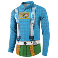 Bavarian Lederhosen Costume Style Button Sweatshirt Lions Rautenflagge Pattern - Wonder Print Shop