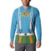 Bavarian Lederhosen Costume Style Button Sweatshirt Lions Rautenflagge Pattern - Wonder Print Shop