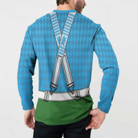 Bavarian Lederhosen Costume Style Button Sweatshirt Lions Rautenflagge Pattern - Wonder Print Shop