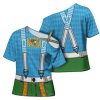 Bavarian Lederhosen Costume Style Cross Shoulder Shirt Lions Rautenflagge Pattern - Wonder Print Shop