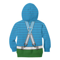 Bavarian Lederhosen Costume Style Kid Hoodie Lions Rautenflagge Pattern - Wonder Print Shop
