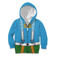 Bavarian Lederhosen Costume Style Kid Hoodie Lions Rautenflagge Pattern - Wonder Print Shop