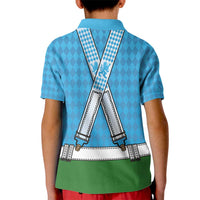 Bavarian Lederhosen Costume Style Kid Polo Shirt Lions Rautenflagge Pattern - Wonder Print Shop
