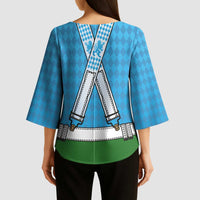 Bavarian Lederhosen Costume Style Kimono Sleeve Blouse Lions Rautenflagge Pattern - Wonder Print Shop