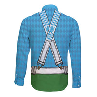 Bavarian Lederhosen Costume Style Long Sleeve Button Shirt Lions Rautenflagge Pattern - Wonder Print Shop
