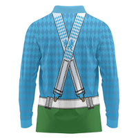 Bavarian Lederhosen Costume Style Long Sleeve Polo Shirt Lions Rautenflagge Pattern - Wonder Print Shop