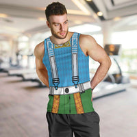 Bavarian Lederhosen Costume Style Men Tank Top Lions Rautenflagge Pattern - Wonder Print Shop