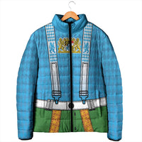 Bavarian Lederhosen Costume Style Padded Jacket Lions Rautenflagge Pattern - Wonder Print Shop