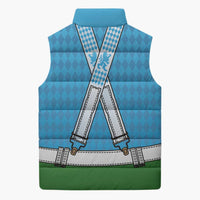 Bavarian Lederhosen Costume Style Sleeveless Puffer Jacket Lions Rautenflagge Pattern - Wonder Print Shop
