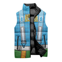 Bavarian Lederhosen Costume Style Sleeveless Puffer Jacket Lions Rautenflagge Pattern - Wonder Print Shop