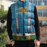 Bavarian Lederhosen Costume Style Sleeveless Puffer Jacket Lions Rautenflagge Pattern - Wonder Print Shop