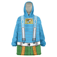 Bavarian Lederhosen Costume Style Wearable Blanket Hoodie Lions Rautenflagge Pattern - Wonder Print Shop