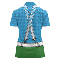 Bavarian Lederhosen Costume Style Women Polo Shirt Lions Rautenflagge Pattern - Wonder Print Shop