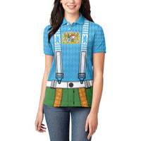 Bavarian Lederhosen Costume Style Women Polo Shirt Lions Rautenflagge Pattern - Wonder Print Shop