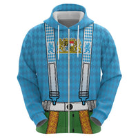 Bavarian Lederhosen Costume Style Zip Hoodie Lions Rautenflagge Pattern - Wonder Print Shop