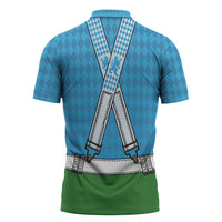 Bavarian Lederhosen Costume Style Zipper Polo Shirt Lions Rautenflagge Pattern - Wonder Print Shop
