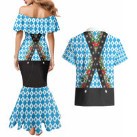 German Christmas Couples Matching Mermaid Dress and Hawaiian Shirt Lederhosen Weihnachten Style with Bavaria Pattern - Wonder Print Shop
