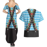 German Christmas Couples Matching Summer Maxi Dress and Hawaiian Shirt Lederhosen Weihnachten Style with Bavaria Pattern - Wonder Print Shop
