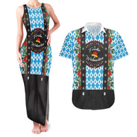 German Christmas Couples Matching Tank Maxi Dress and Hawaiian Shirt Lederhosen Weihnachten Style with Bavaria Pattern - Wonder Print Shop