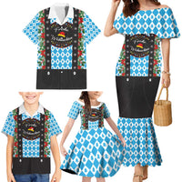German Christmas Family Matching Mermaid Dress and Hawaiian Shirt Lederhosen Weihnachten Style with Bavaria Pattern - Wonder Print Shop