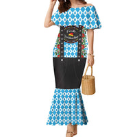 German Christmas Family Matching Mermaid Dress and Hawaiian Shirt Lederhosen Weihnachten Style with Bavaria Pattern - Wonder Print Shop