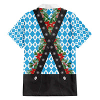German Christmas Family Matching Off The Shoulder Long Sleeve Dress and Hawaiian Shirt Lederhosen Weihnachten Style with Bavaria Pattern - Wonder Print Shop