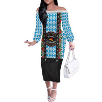 German Christmas Family Matching Off The Shoulder Long Sleeve Dress and Hawaiian Shirt Lederhosen Weihnachten Style with Bavaria Pattern - Wonder Print Shop