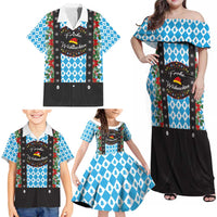 German Christmas Family Matching Off Shoulder Maxi Dress and Hawaiian Shirt Lederhosen Weihnachten Style with Bavaria Pattern - Wonder Print Shop