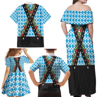 German Christmas Family Matching Off Shoulder Maxi Dress and Hawaiian Shirt Lederhosen Weihnachten Style with Bavaria Pattern - Wonder Print Shop