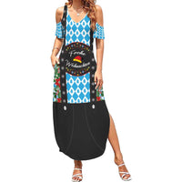 German Christmas Family Matching Summer Maxi Dress and Hawaiian Shirt Lederhosen Weihnachten Style with Bavaria Pattern - Wonder Print Shop