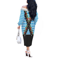 German Christmas Off The Shoulder Long Sleeve Dress Lederhosen Weihnachten Style with Bavaria Pattern - Wonder Print Shop