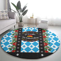 German Christmas Round Carpet Lederhosen Weihnachten Style with Bavaria Pattern