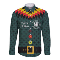 Custom German Christmas Long Sleeve Button Shirt German Football Jersey mix Santa Suit Style - Wonder Print Shop