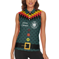 Custom German Christmas Women Sleeveless Polo Shirt German Football Jersey mix Santa Suit Style - Wonder Print Shop