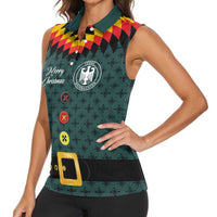 Custom German Christmas Women Sleeveless Polo Shirt German Football Jersey mix Santa Suit Style - Wonder Print Shop