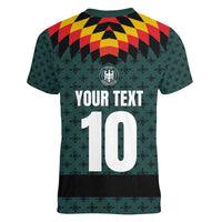 Custom German Christmas Women V-Neck T-Shirt German Football Jersey mix Santa Suit Style - Wonder Print Shop