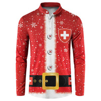 Personalized Swiss Christmas - Designed in Santa Suit Button Sweatshirt - Wonder Print Shop