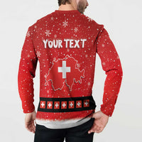 Personalized Swiss Christmas - Designed in Santa Suit Button Sweatshirt - Wonder Print Shop